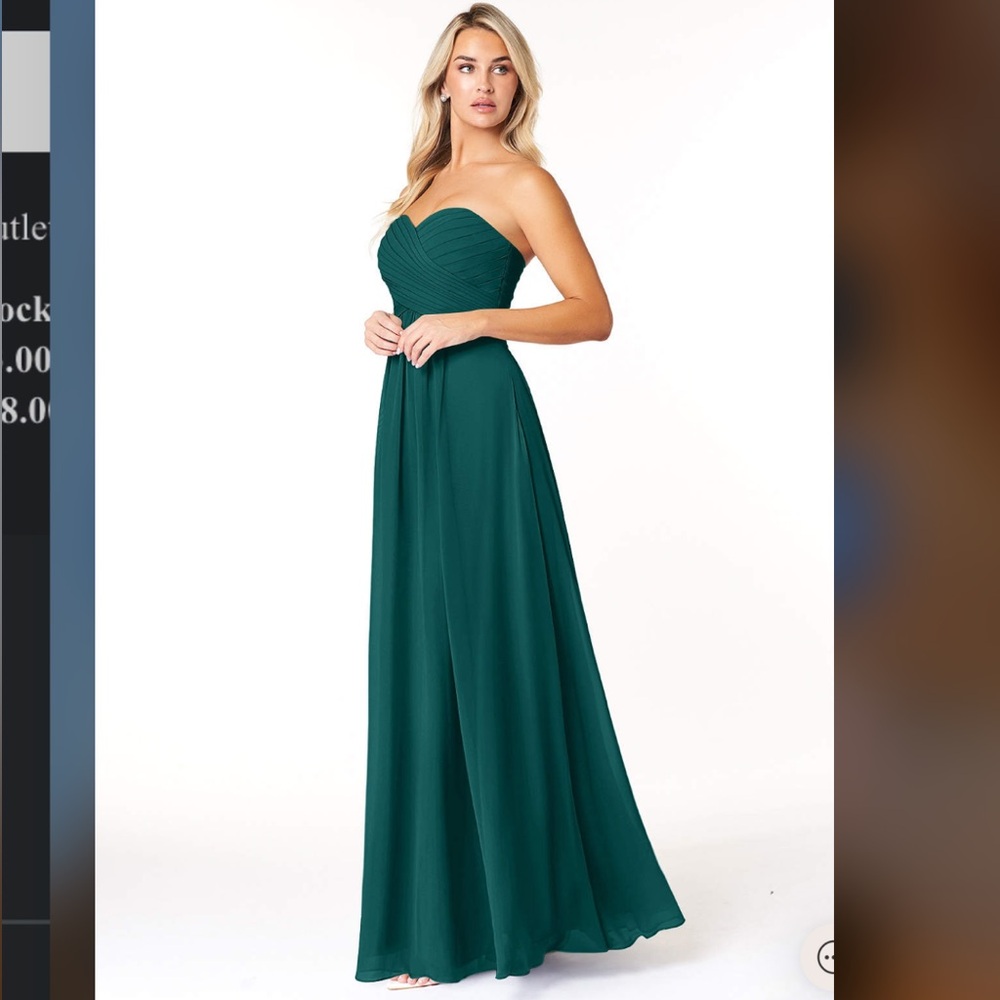 Azazie Yazmin bridesmaid dress size A2 in Peacock